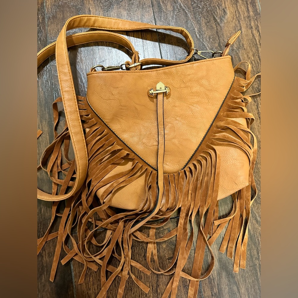 Brown Western Leather Tassel Fringe Bag